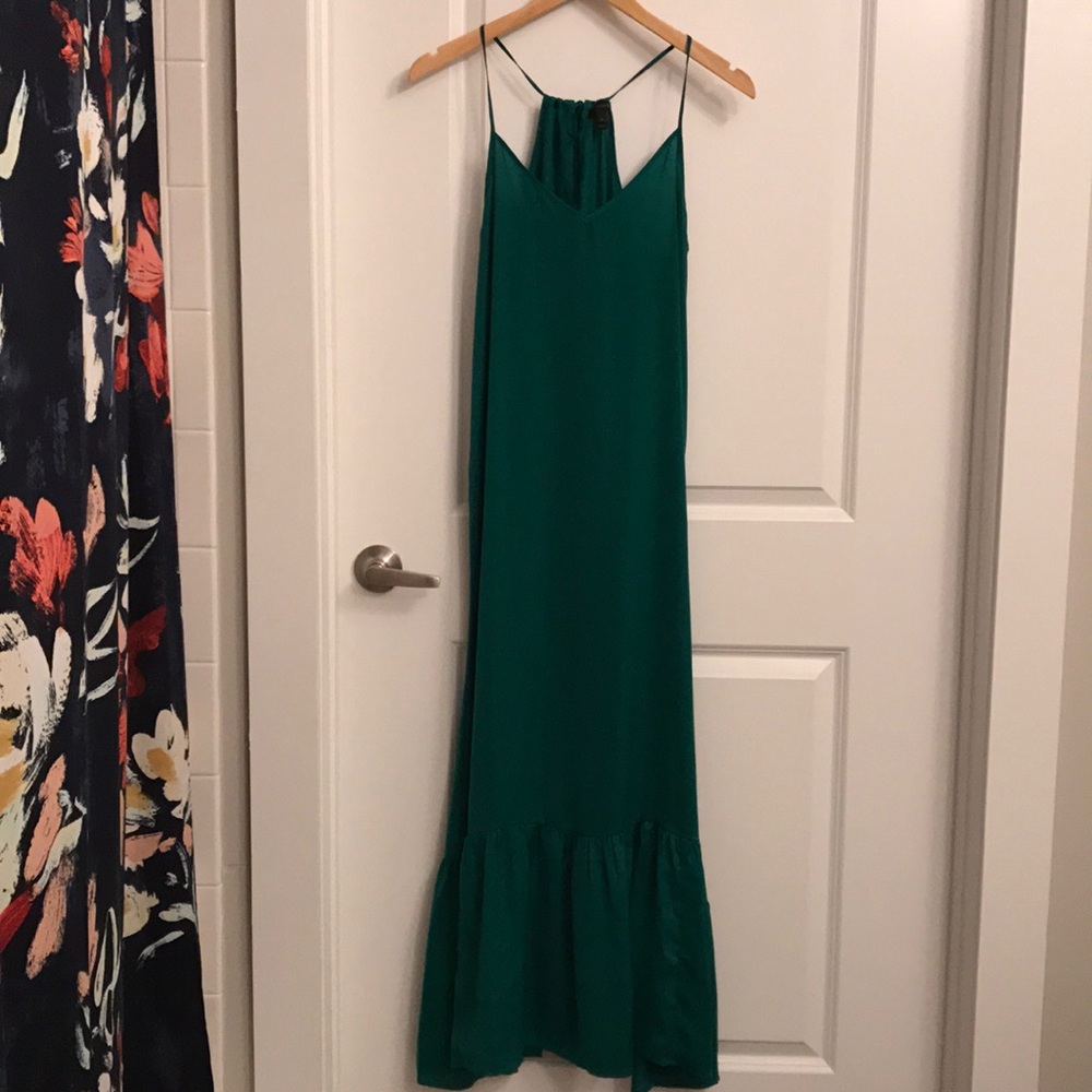 J.Crew emerald green slip dress